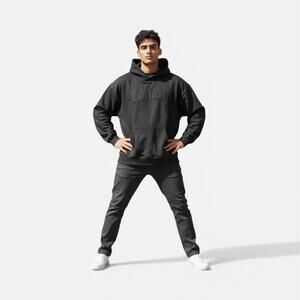 Copper Rivet "Loyalty" Black Cotton Fleece Pullover Hoodie Pockets XL Men's